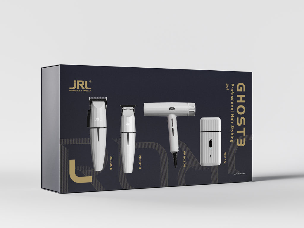 JRL WHITE GHOST COMBO KIT -3- 
(ONYX Clipper&Trimmer-Shaver-2020H Haartrockner)