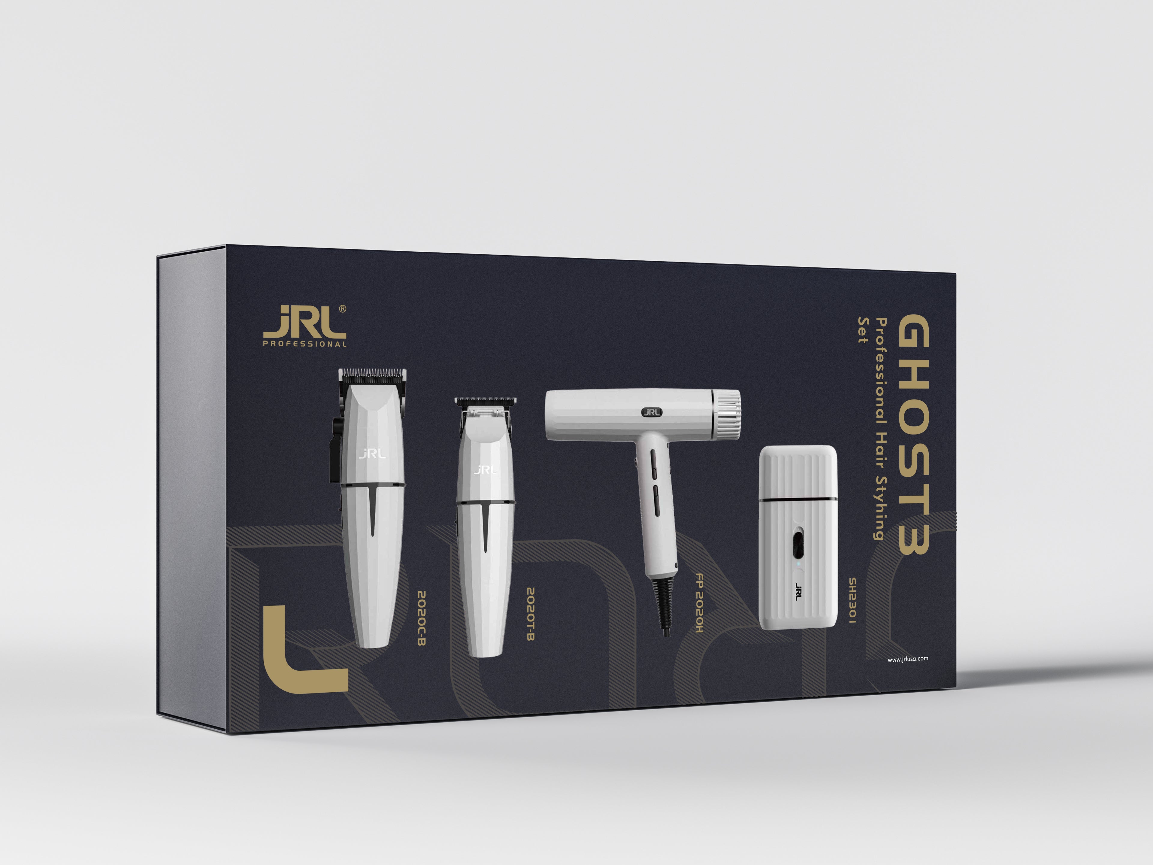 JRL WHITE GHOST COMBO KIT -3- 
(ONYX Clipper&Trimmer-Shaver-2020H Haartrockner)
