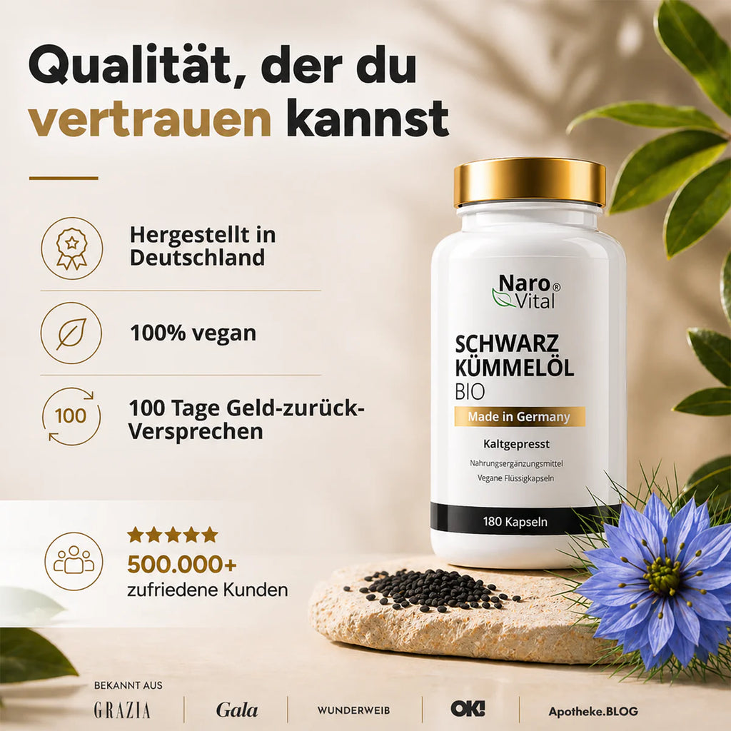 NaroVital Bio Schwarzkümmelöl – 100 % naturbelassen in Bio-Qualität