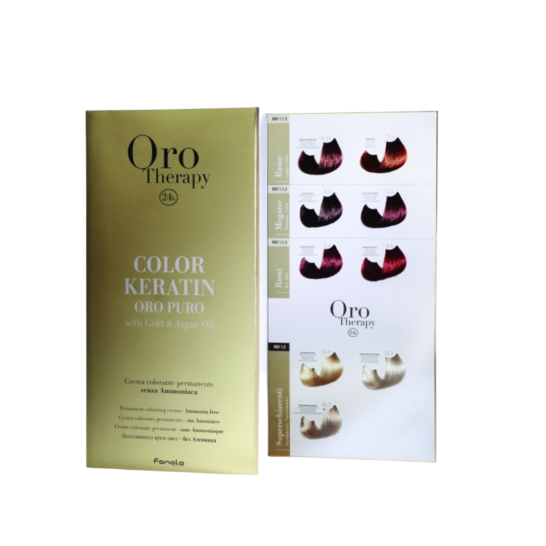Fanola ORO PURO Therapy Color Keratin Farbkarte klein – 65 Nuancen